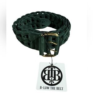 B-Low The Belt Woven Leather Belt Green Gold Designer NWT Emerald Green